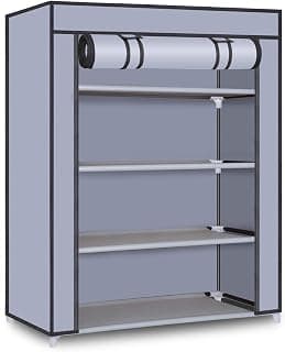 Ebee Store Plastic Collapsible Shoe Stand (Grey, 4 Shelves)