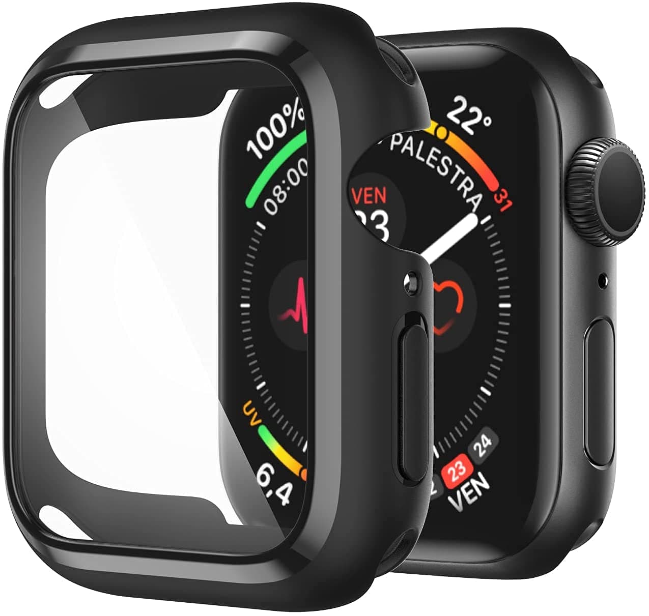 Sounce Protective Case Compatible Apple Watch Series 7 (45mm)/ Series 6 / Series 5 / Series 4 / SE Screen Protector 44mm, Overall Protective Case TPU HD Clear Ultra-Thin Cover