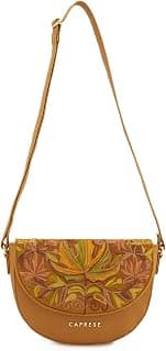 Caprese Siji Tresna Medium Crossbody Bag for Women with Adjustable Strap & Zip Closure | Kashida Velvet Embroidery Sling Bag | Stylish & Lightweight Bag for Daily Use, Travel & Casual Outings