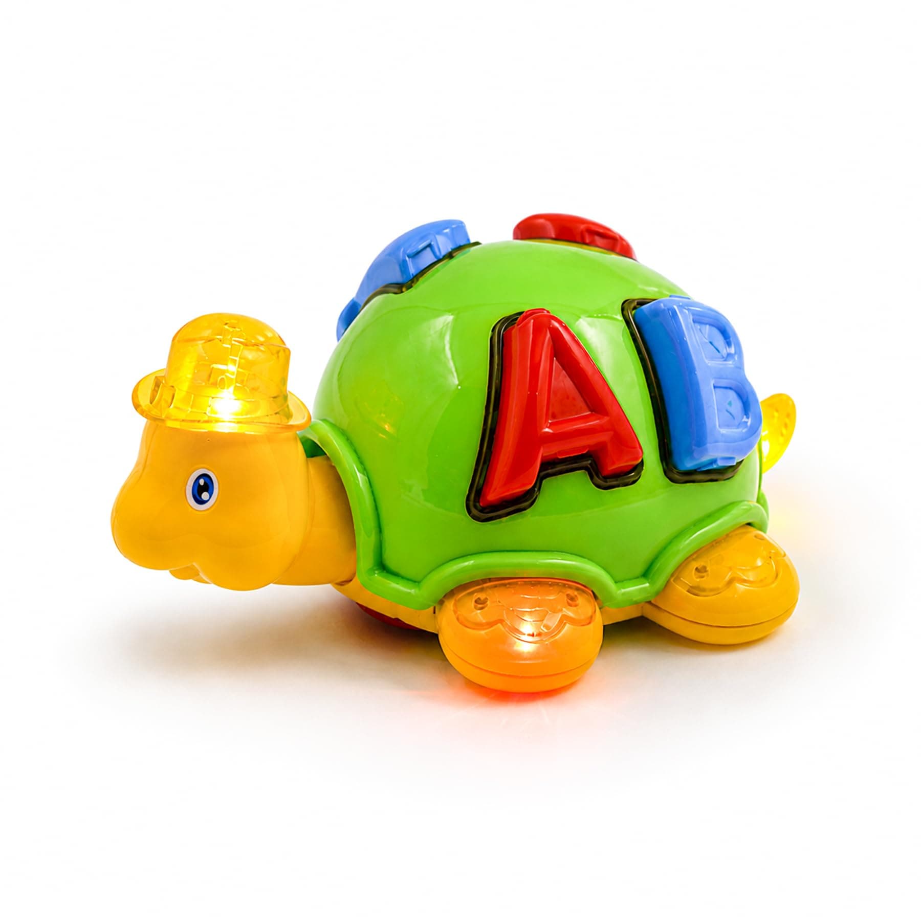 WISHKEY Plastic Bump and Go Toy for Kids, Adorable Cartoon Design Turtle Toy with Moving Parts, Battery Operated Toy Turtle with Lights and Music, Multicolor, 3+ Years (Pack of 1)