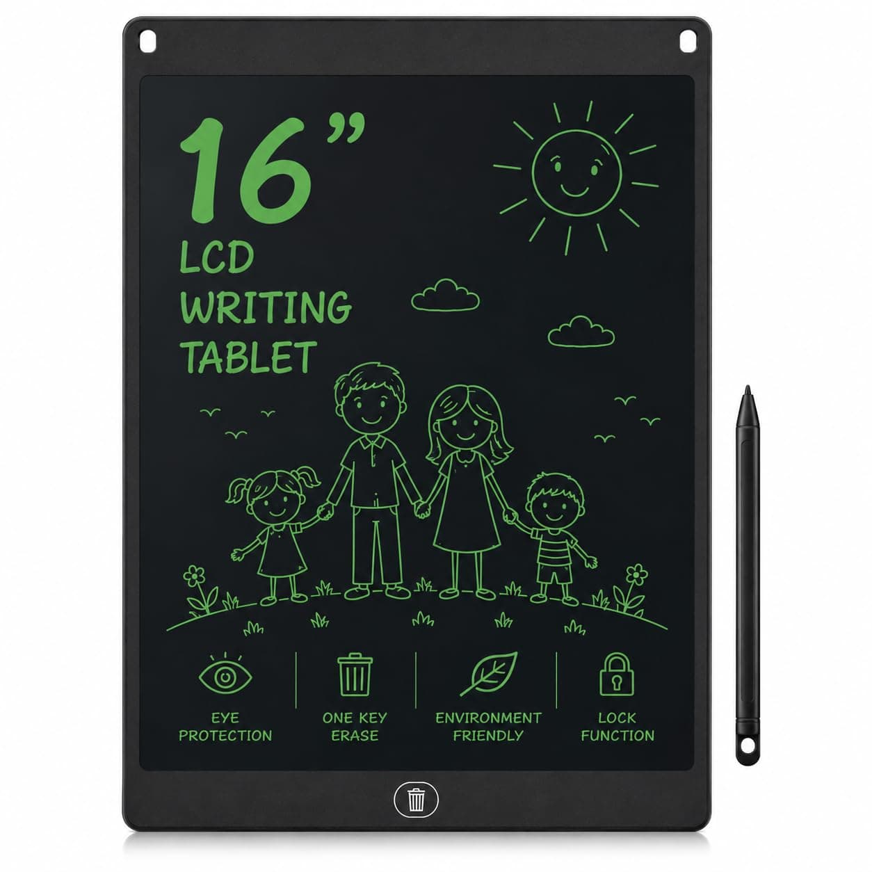 Bharat Prime Hub™ 16" LCD Writing Tablet | Digital Drawing Pad for Kids & Adults | Erasable E-Writer Board with Stylus | Paperless Writing Tablet (Color as per Availability)