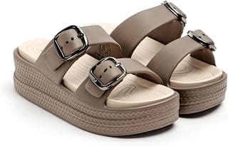 Essence Women Buckle Sandals with Super Soft Insole | Ergonomic Footbed | Lightweight | Platform Heel | Cushioned Sole | Suggested by Doctors I Latest, Stylish and Trendy Slip-Ons for Girls and Ladies