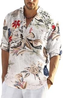 MADHAVISTA Men's Cotton Blend Full Sleeve Printed Short Kurta with Mandarin Collar Crafted from a Premium Cotton Blend