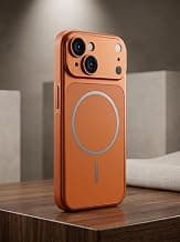 Compatible for iPhone 13 Cover Case Scratch Resistant Premium Glass Finish Slim Fit Protective Back Cover Shockproof Camera Guard Magsafe iPhone 13 Cover (Orange)