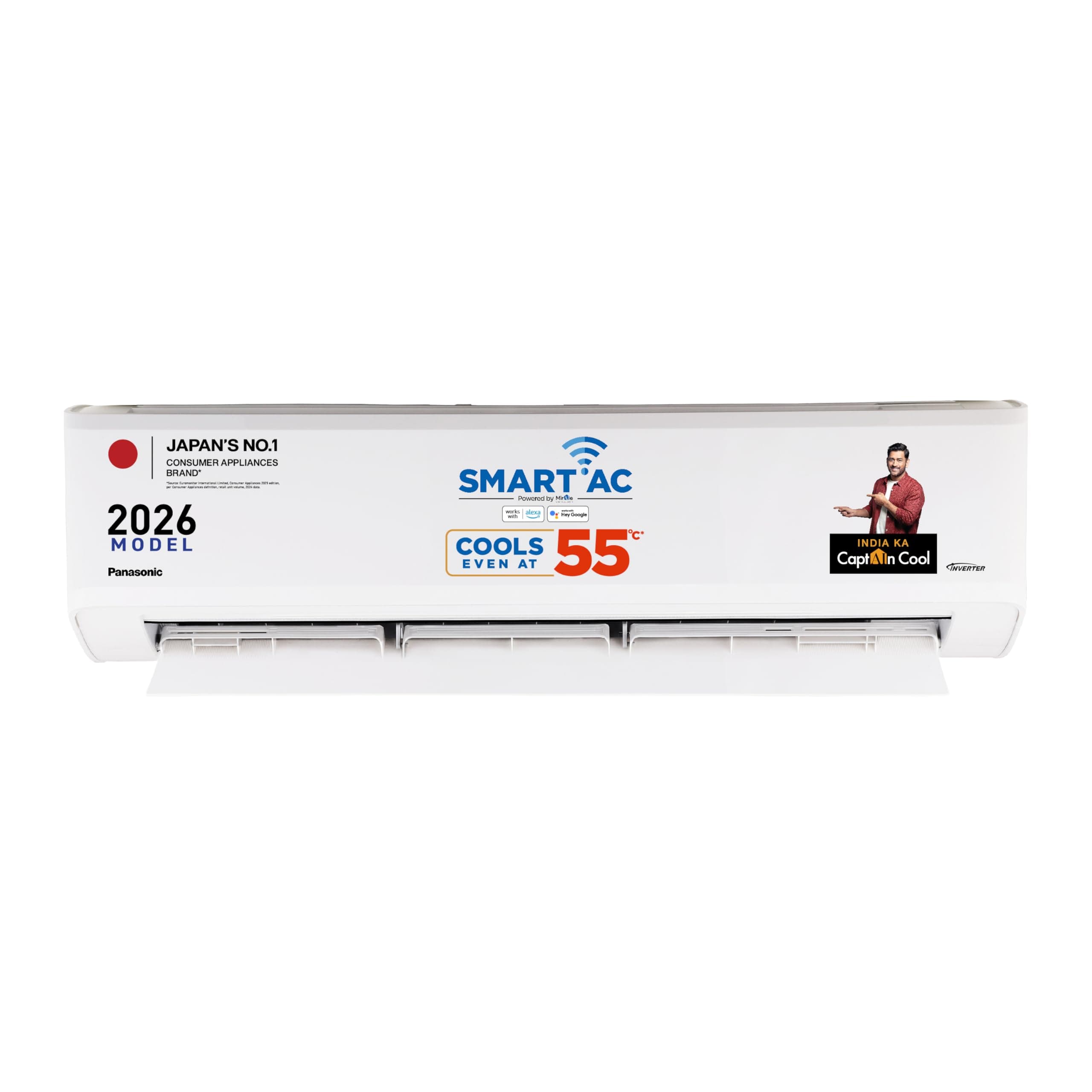 Panasonic 2.0 Ton 5 Star New Star rated Premium WiFi Inverter Smart Split AC (Matter Enabled, AI, Higher Airflow,Crystal Clean, Copper Cond., 8in1 Convertible,4-Way,PM0.1 Filter,CS/CU-NU24BKY5W,White)