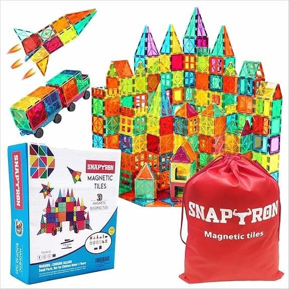 SNAPTRON Magnetic Blocks for Kids Tiles -100 Pieces Set Gifts for Girls, Boys, Magnetic Blocks for Kids 3+ Years, 4 5 6 7 8 9 10/ Constructing & Learning Builder Educational Magnatiles Game