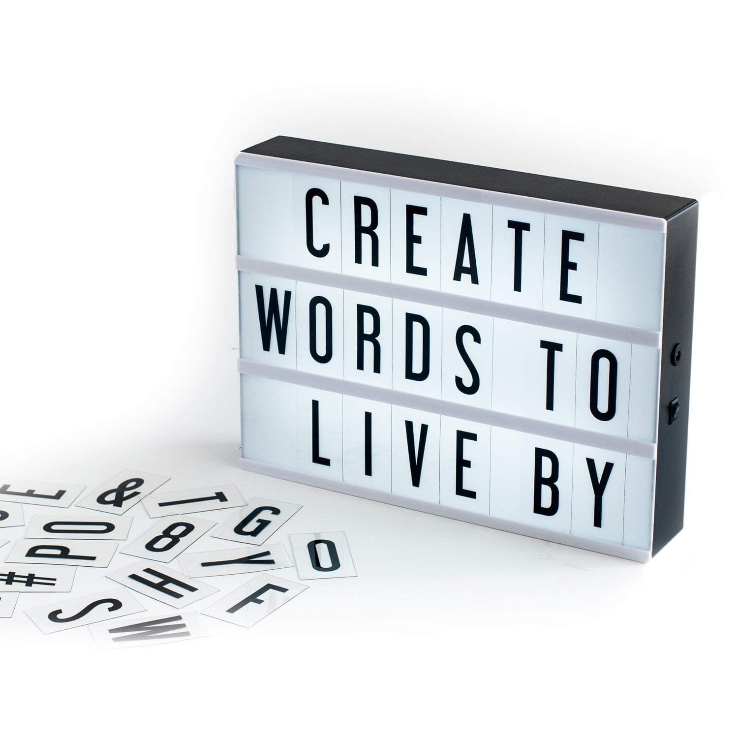 MOTIVATE BOX, A4 DIY Cinema Light Box Led Changeable Letter & Symbols Tiles Board - 96 Pieces LED Letter Board