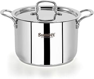 Sumeet ISI Certified Stainless Steel Casserole Handi/Stock Pot/Biryani Pot/Dutch Oven with Steel Lid - Even Heat, Cook-N-Serve, Gas and Induction Friendly, 20Cm, 4.2Ltr, Silver