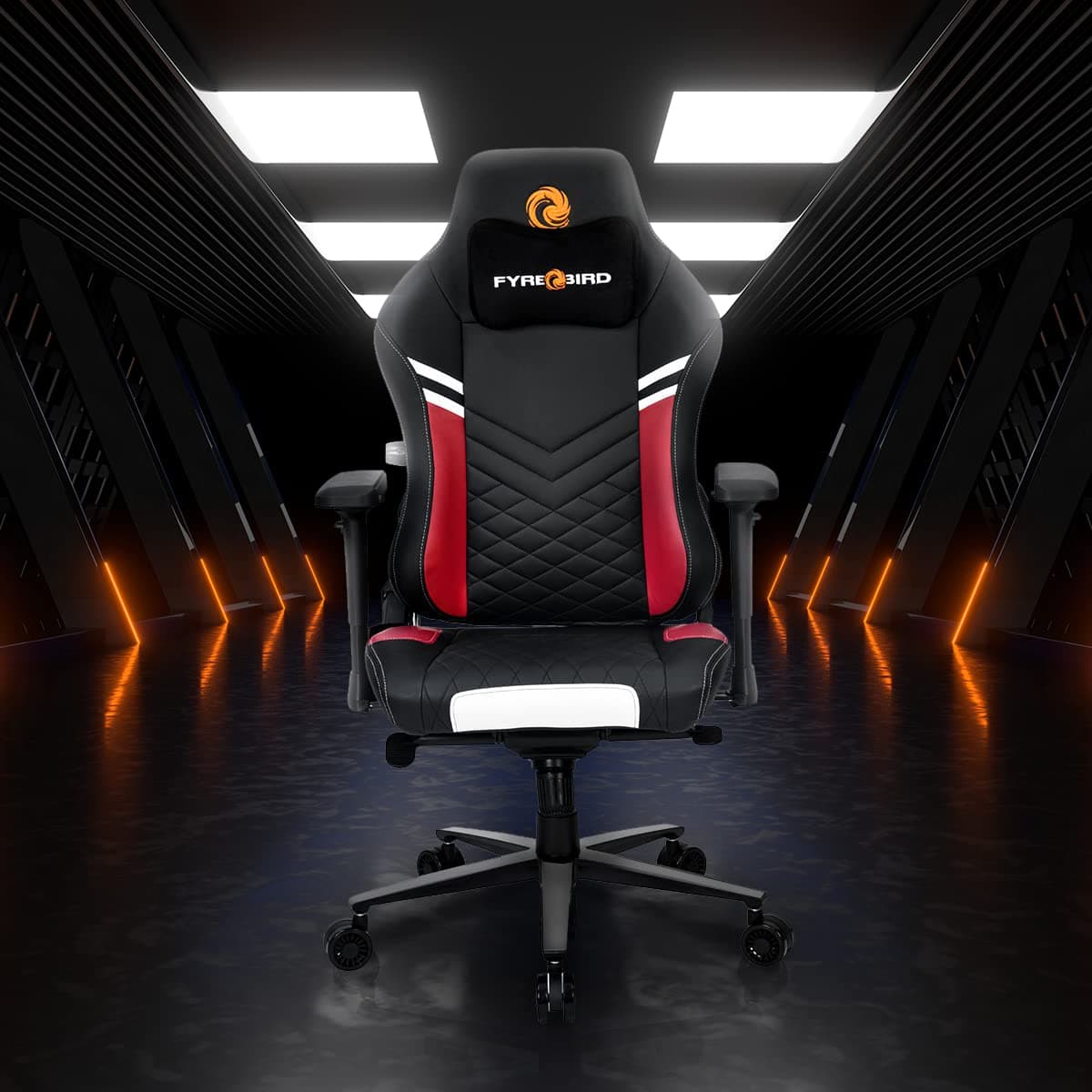 Nilkamal Fyrebird Ergonomic Gaming Chair with Adjustable Neck, Lumbar Pillow, 3D Adjustable Armrest, Gas Lift Mechanism, & 100mm Tilt (Vaden)