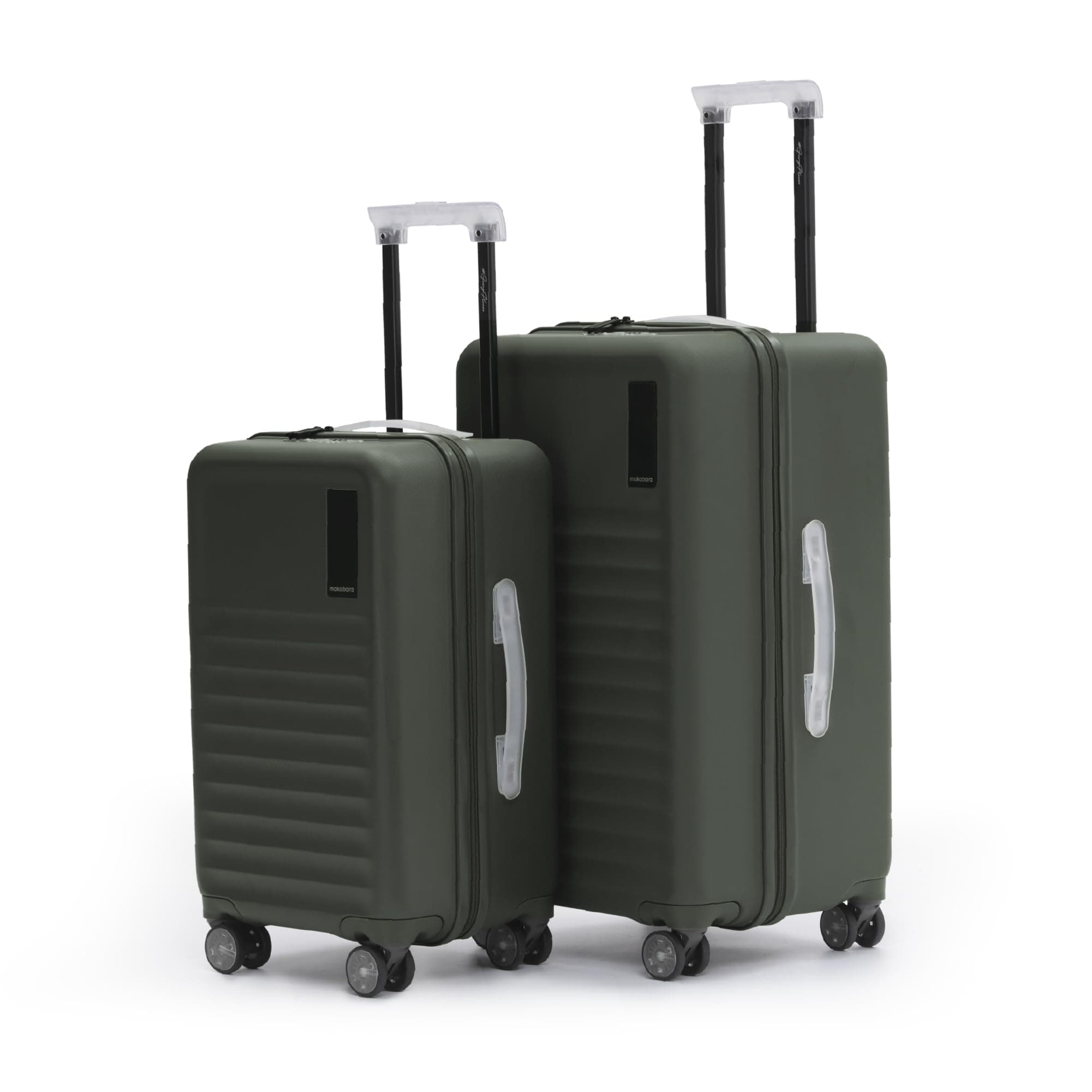 MOKOBARA Aisle Trunk Set of 2 Luggage Trolley Bag,Cabin(40L)+Check-in(70L),Polycarbonate Hardshell,Frosted Hardware,TSA Lock,YKK Zippers,8 Silent Wheels,for 18-21 Day Travel,Olive(Homegrown)
