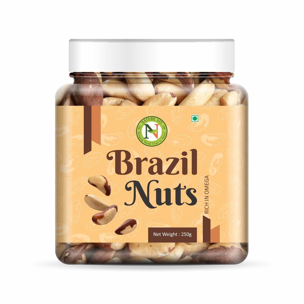 NatureVit Brazil Nuts 250g | Premium, Fresh Whole Nuts | Rich in Selenium, Healthy Fats & Antioxidants | Keto-Friendly Superfood Snack