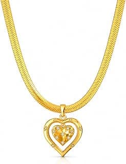 Zarini Premium Gold-Plated Double Heart Crystal Charm Pendant Necklace for Women