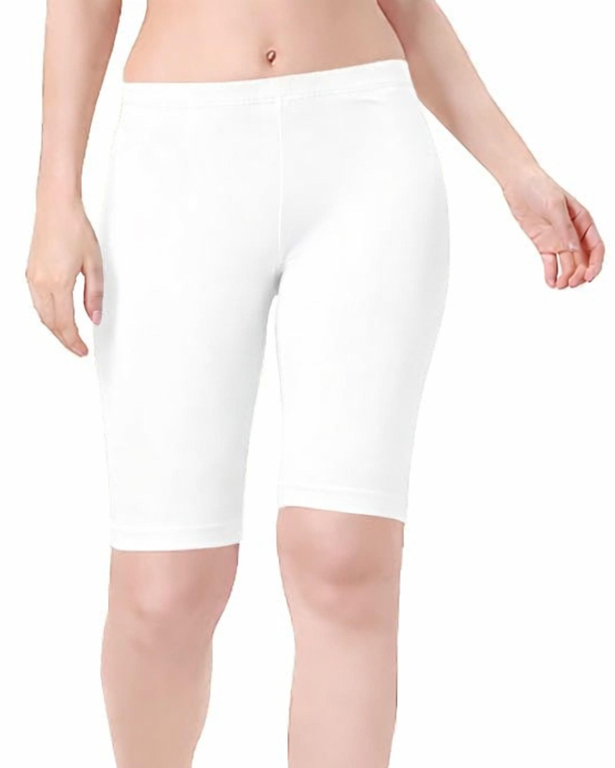 OUTFLITS Women’s Cotton Stretch Cycling Shorts | High Waist Knee Length Biker Shorts | Comfortable Gym Yoga Activewear
