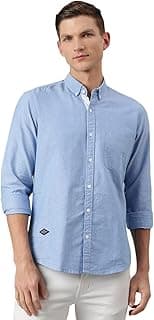 Thomas Scott Men's Premium Slim Fit 100% Cotton Casual Shirt | Button-Down Collar | Full Sleeves | Solid Shirt for Men