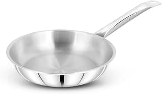 Pigeon Tristeel Triply Stainless Steel Frypan with Lid (24cm,2000ml| Heavy Bottom | Induction Friendly Stainless Steel Cookware Frypan| 1 Year Warranty|ISI Certified