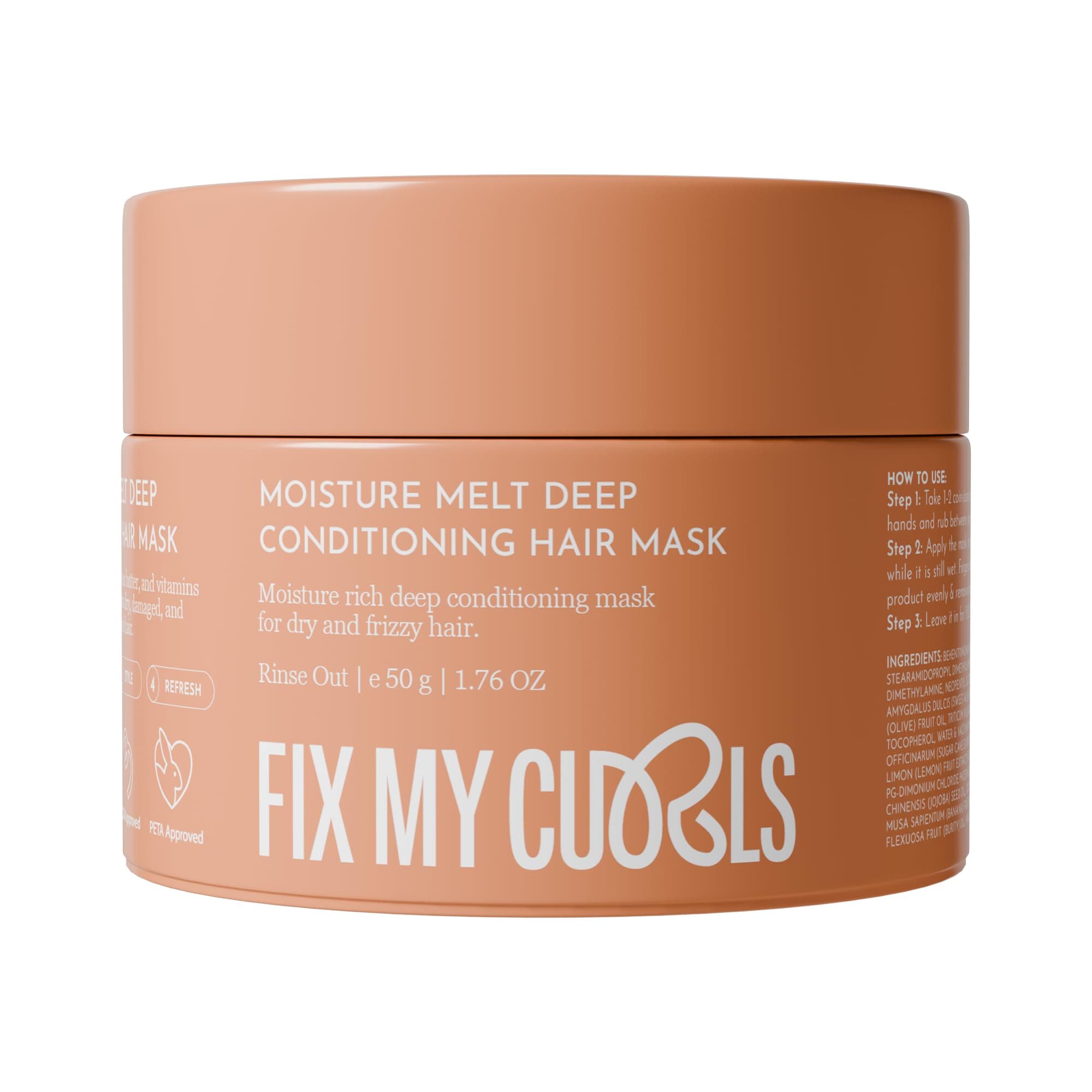 Fix My Curls Moisture Melt Deep Conditioning| Hair Mask for Dry, Damaged, and Chemically Treated Hair| 8 Magical Oils, Shea Butter, Vitamins| Pro-Keratin Bond Repair |Weekly Revitalization, (50g)