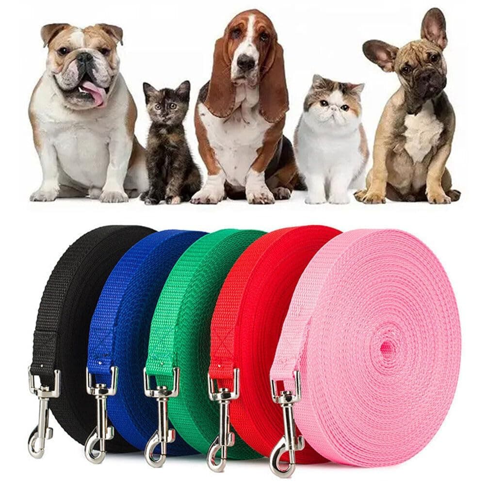 Cozy Puppies Dog Training Lead Long Rope Cotton Nylon Webbing Recall Obedience Line Leash for Pet (Green, 10 Feet)