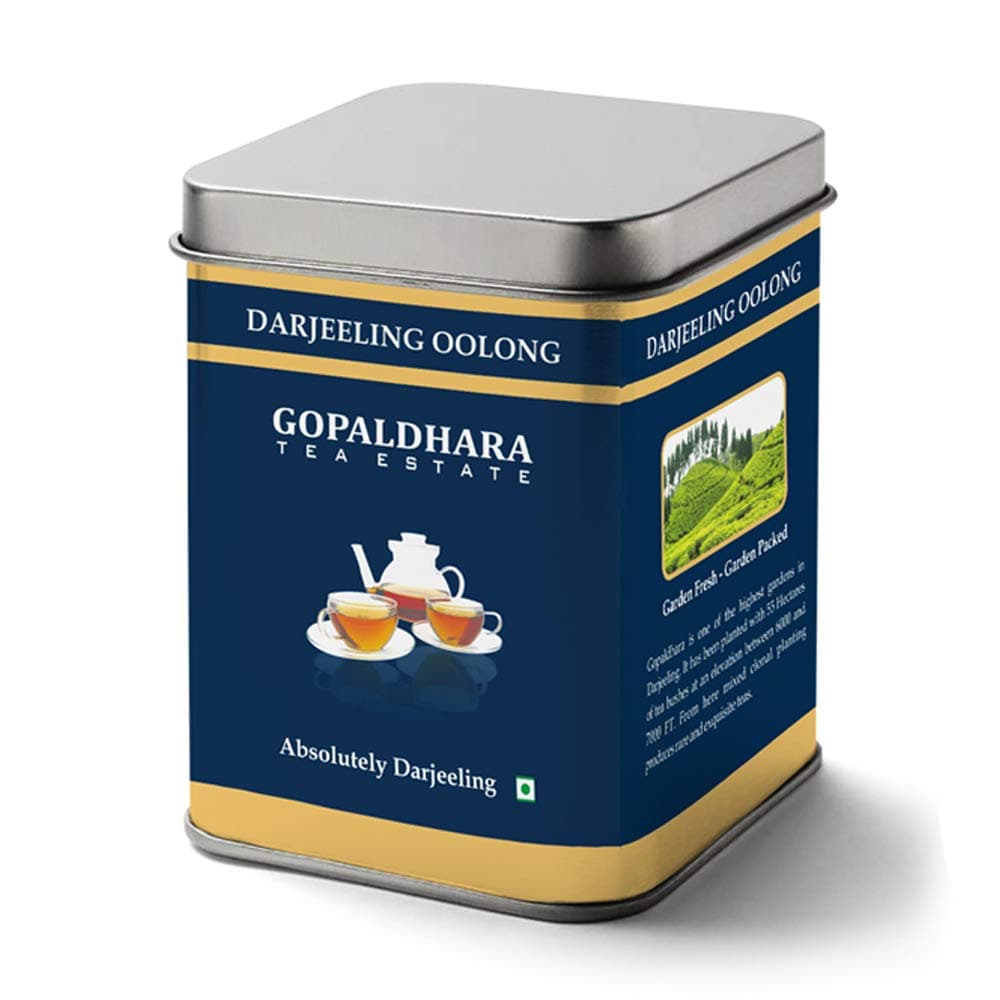 Gopaldhara Darjeeling Tea High Mountain Summer Oolong 100g Tin Can - (Premium Series) Fresh Second Flush Black Tea - Highest Elevation 7000Ft.
