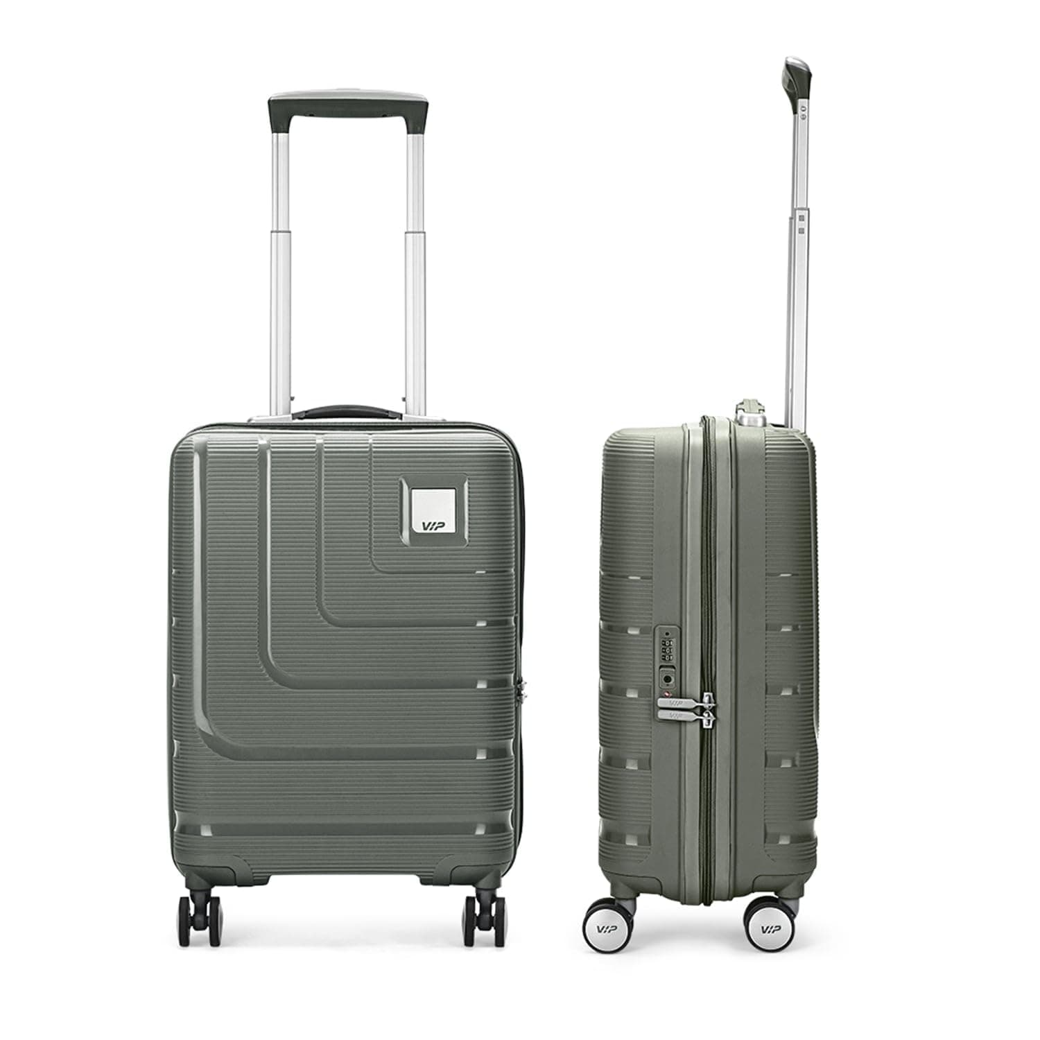 VIP Lexus Cabin Trolley Bag 55cm | Small | Hard Luggage | Smooth 8-Wheel Suitcase | Flushed TSA Lock with Anti-Theft Zipper | Robust Polypropylene Shell | 5 Years International Warranty (Caster Grey)