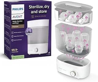 Philips Avent Sterilizer & Dryer for Baby Products | Babies Fall Ill Less in Philips Avent Sterilizer Homes & get 2X Better Germ Protection vs Boiling*| Built-in Dryer | 2 Yr Warranty | SCF293/00