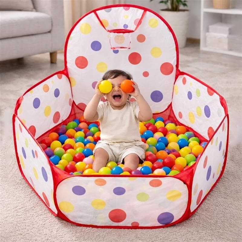 BabyGo Kids Dotted Basketball Pool for Kids Play Tent House for 2+ Year Old Girls and Boys (Mutlicolor)