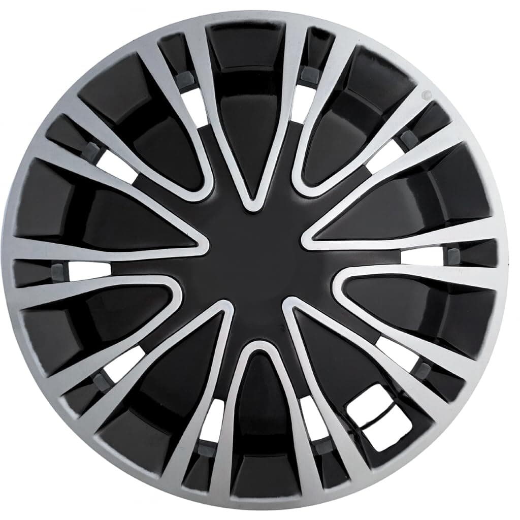 NEOZAK 15 Inch Universal Wheel Cover Silver Black Wheel Cap (Available in 12,13,14,15,16 Inch) (Set of 4 Pcs) (Press Fitting) Model- Drive DC-15