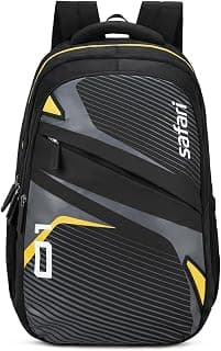 Safari Aura 37L Printed Laptop Backpack with Armor Base, Raincover, Antitheft Pocket, 3 Compartment, Bottle Holder, Front Pocket, Premium Pu Fabric, School & College Bag, Office Bag