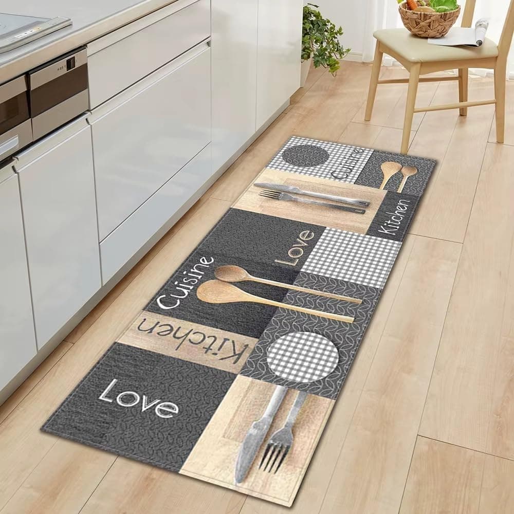 Yagzon Non-Slip Kitchen Floor Mats, Water Absorbent, Rugs,Standing Rubber Mats for Kitchen, Office, Sink and Laundry Room, Abstract (Pack of 2)