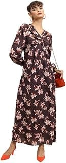Tokyo Talkies Women's Long Sleeves V-Neck Printed Dresses | Stylish Dresses | Casual Dresses