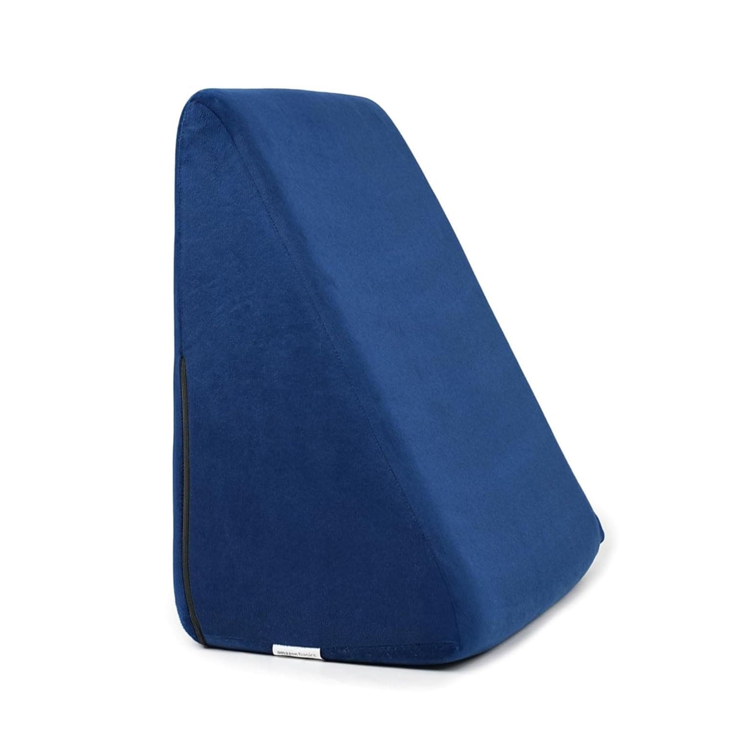Amazon Basics Memory Foam Orthopedic Wedge Pillow |for Neck, Back Support, Cervical Pain, Acid Reflux, Snoring, GERD, Leg Elevation, Pregnancy -Ultra Soft Washable Velvet Cover -Blue, 25 x 44 x 45 CM