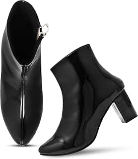 JM LOOKS Elegant Glossy High-Heel Ankle Boots with Side Zipper for Sophisticated Fashion and Formal Winter Styling