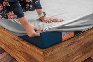 Flo Aloe Vera Infused Mattress Protector - Waterproof & Washable | 100% Cotton | Mattress Cover in Grey Color (King Size, 84x72 Inches)