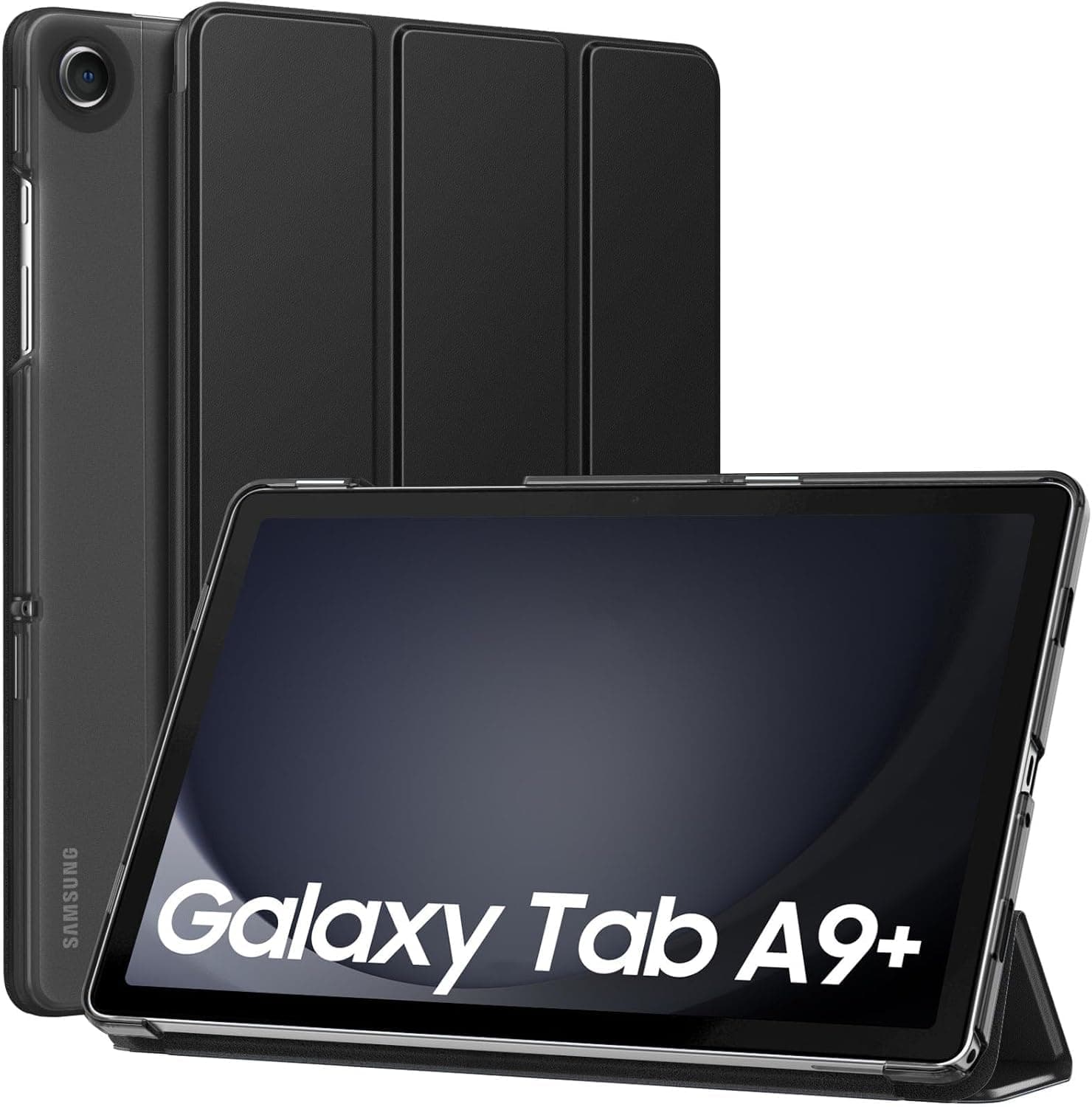 MOCA Case for Samsung Galaxy Tab A11 Plus / A11+ 11 Inch 2026, Galaxy Tab A9 Plus / A9+ Case 11 Inch 2024, Slim Stand Protective Smart Cover with Hard PC Translucent Back Shell, Black