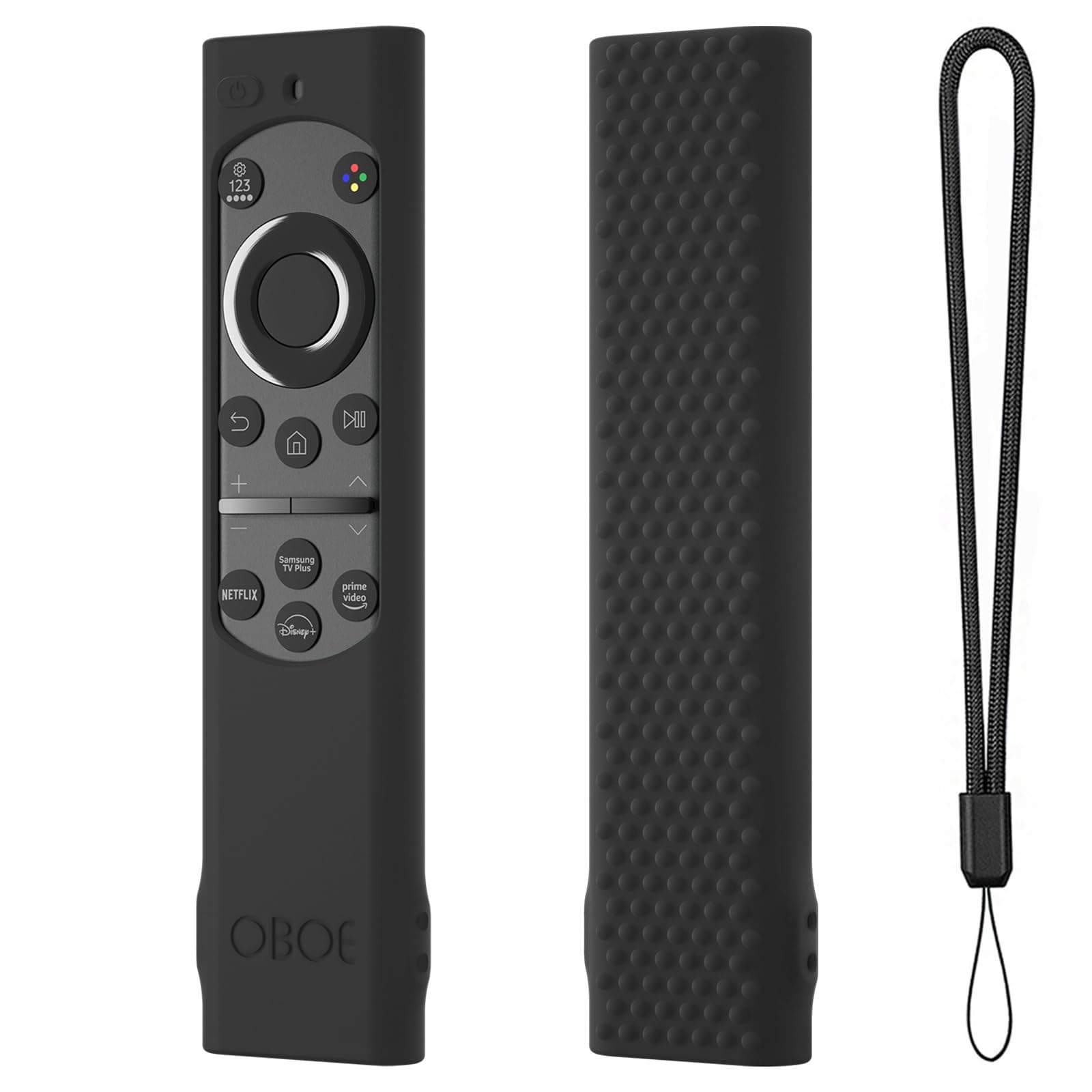 Oboe Silicone Tv Remote Cover Compatible with Samsung Smart Tv Remote BN59-01311 Samsung QLED TV Remote Half Wrap Protective Case with Loop (G-Black) [Remote NOT Included]