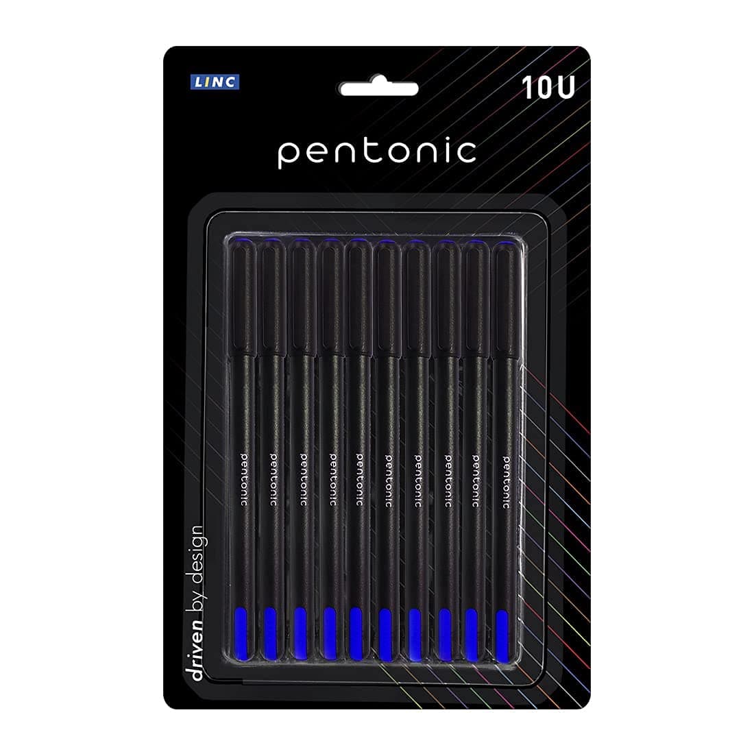 Pentonic 0.7 mm Ball Pen Blister Pack | Black Body | Blue Ink | Set of 10 Pens x 2 Packs