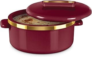 MILTON Curve 2500 Inner Stainless Steel Casserole, 2.15 litres, Maroon | BPA Free | Food Grade | Easy to Carry | Easy to Store | Chapati | Roti | Curd Maker