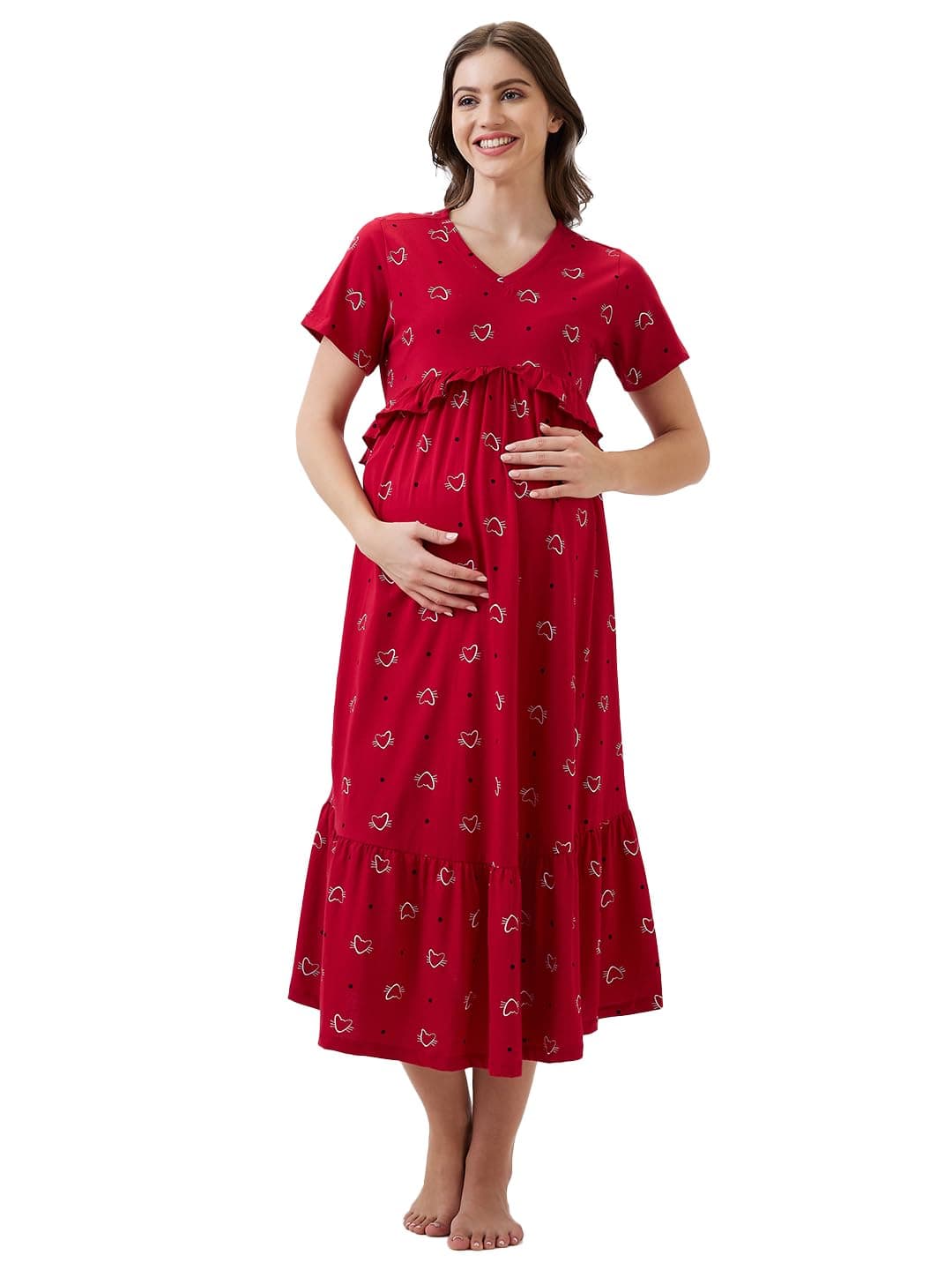 AV2 Women's Cotton Midi Maternity Nighty