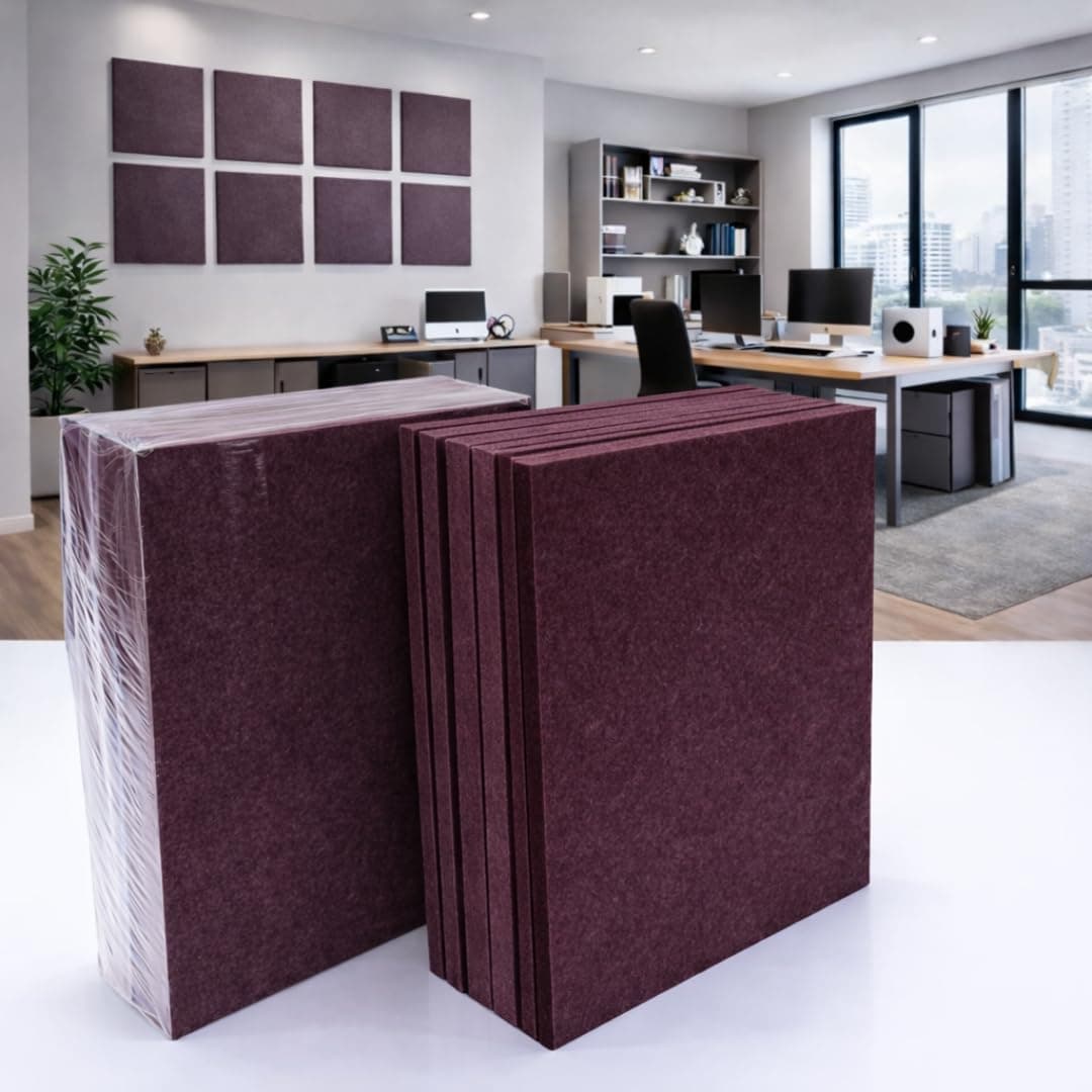 MMT Acoustix® Premium Felt Acoustic Panels for Offices, Bedrooms & Studios | Sustainable PET Felt Panels for Echo Reduction & Sound Absorption | 1×1 Ft, 9mm Thick | Coorg – Pack of 8