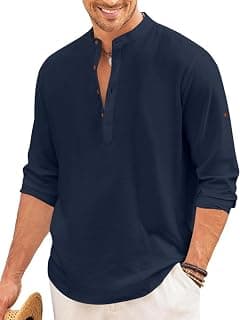 ROYALSCOUT Men's Short Kurta | Solid Mandarin Collar Full Sleeve Pullover Style Kurta | Regular Fit Casual Ethnic Wear for Men