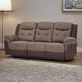 Royaloak Atlanta American Power Motion Fabric Recliner 3S| Comfort Control Panel | Soft Fabric Upholstery | Sturdy Wooden Frame | High Backrest for Lumbar Support | Pocket Spring Comfort