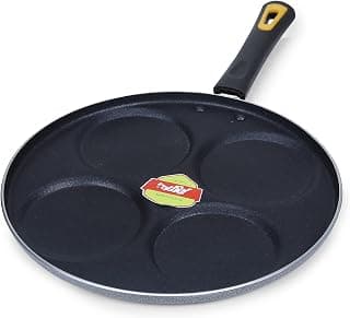 Anjali Diamond Aluminium Dura Big Non Stick Uttappa Tawa (4-Cavities), Black