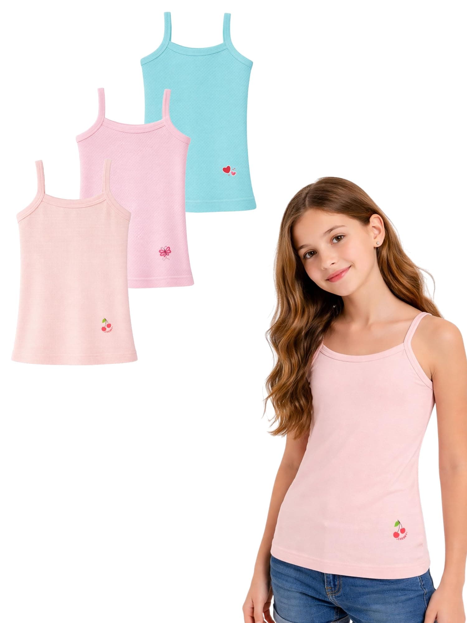 BODYCARE Kids Girl's Regular Fit Vest| 100% Cotton| Skin Friendly | Lightweight | Sleeveless Design | Pack Of 3 (Color & Print May Vary)