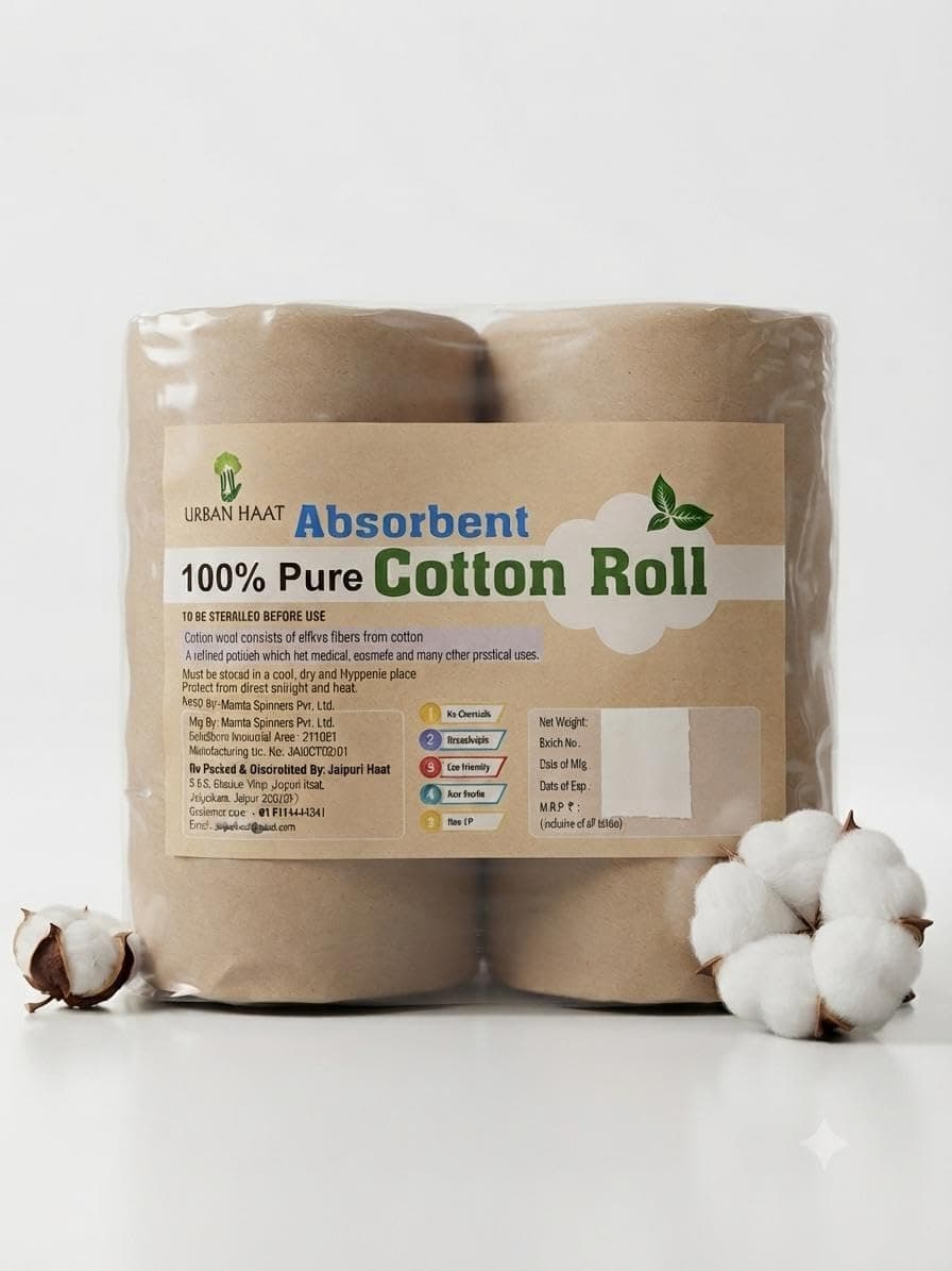 URBAN HAAT Pure cotton 1KG gross for baby care, beauty care and multipurpose (2 Piece of 500 gm)