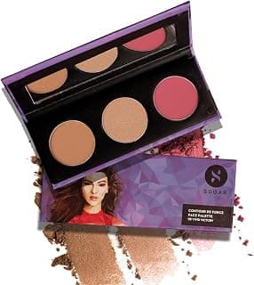 SUGAR Cosmetics Contour De Force Face Palette for Makeup | Includes Matte Bronzer, Highlighter & Blush | Makeup Palette with Built-in Mirror | 12.5gm - 02 Vivid Victory