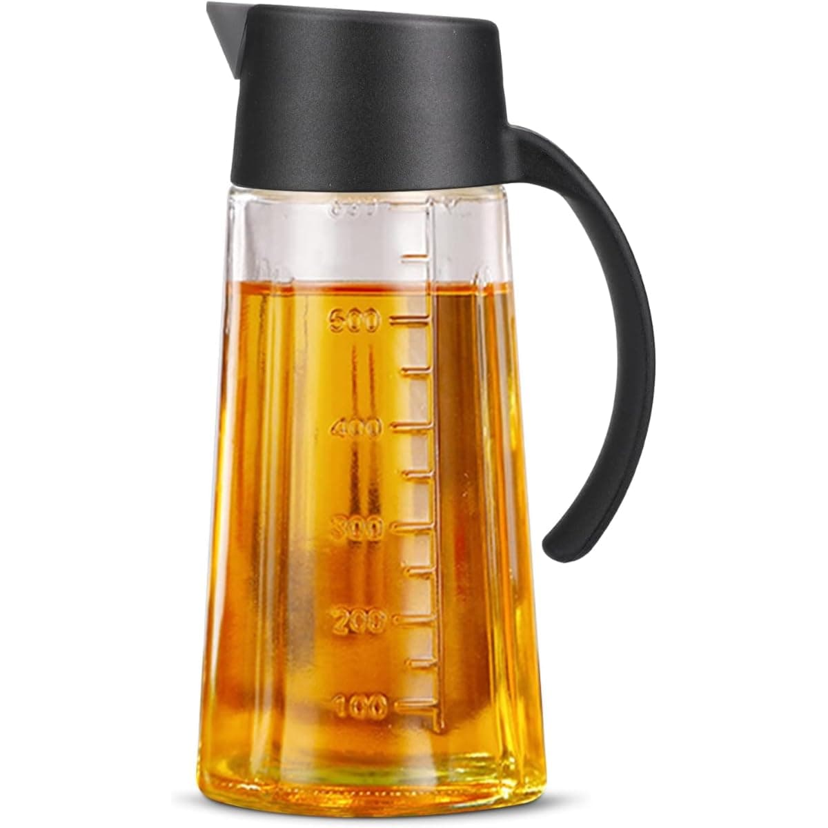 MUAC Glass Oil and Vinegar Dispenser Bottle with Automatic Opening and Closing |Free Spot Measuring Oil Dispenser Bottle for Pouring Olive Oil, Vinegar, Soya Sauce, etc. (650 ml, Multicolor) | Automatic Opening and Closing