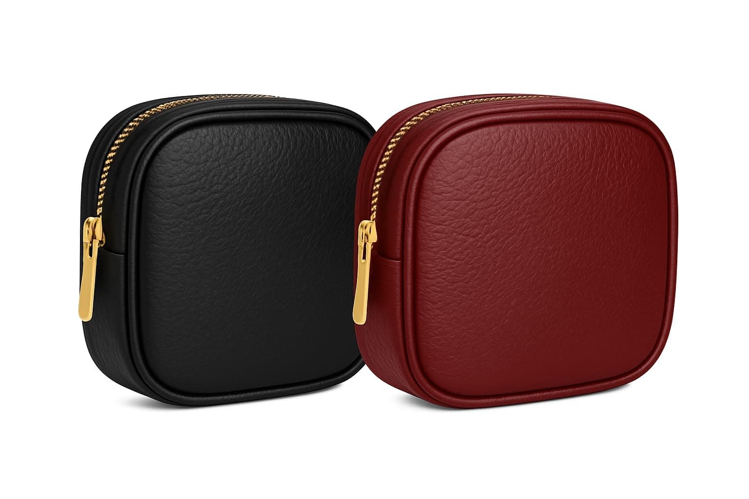 CARTBRINK Multipurepose Small Leatherette Coin Pouch Combo for Men & Women – Premium Zip Closure Mini Wallet for Coins, Keys & Earphones (Pack of 2) (Black/Tan)