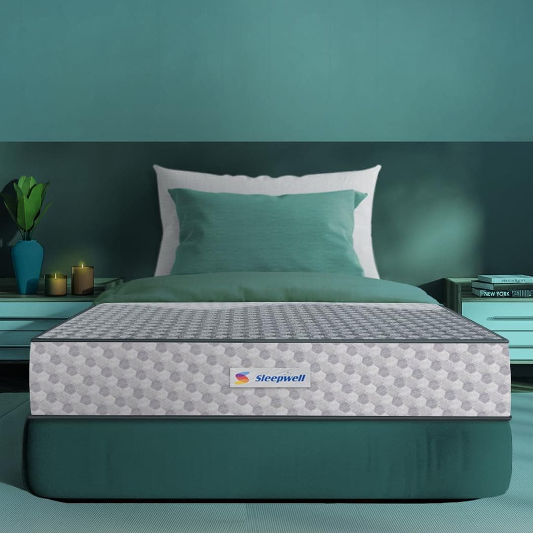Sleepwell Ortho Pro Spring Mattress | Single Size 84x35x8 Inch | Pocket Spring Orthopedic Support | Zero Partner Disturbance | Neem Fresche Anti-Microbial | Cool Yarn Fabric | 10 Years Warranty