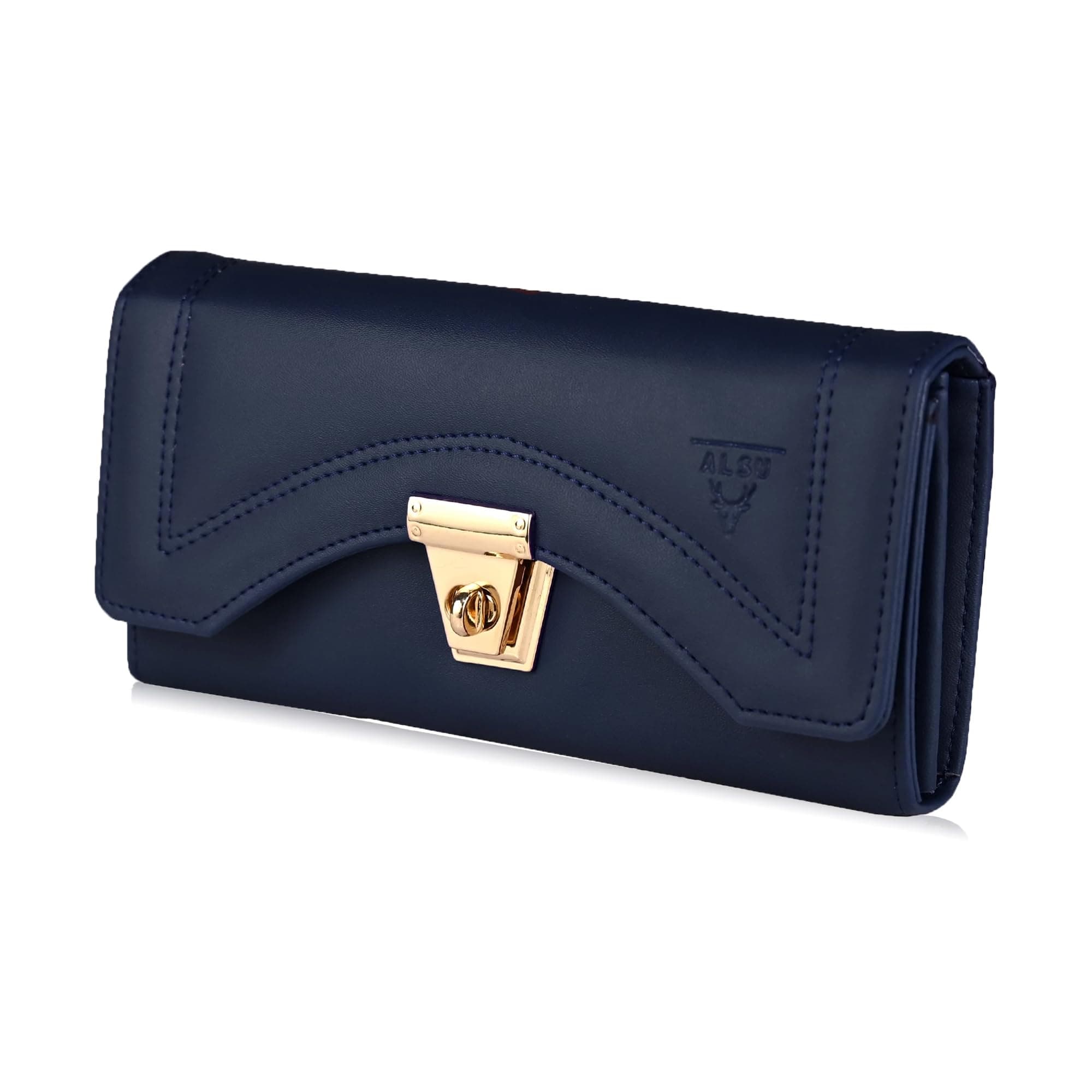 ALSU Women’s PU Leather Long Clutch Wallet | Multi-Compartment Organizer with Card Slots, Zipper Pockets & Twist Lock | Stylish and Functional Purse for Everyday Use