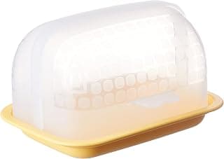 SignoraWare BPA Free Plastic Small Butter Box | Microwave & Dishwasher Safe | Transparent Look | Best for Mess free Butter storage | Saves food items from Dust, Flies & Insects (Lemon Yellow)