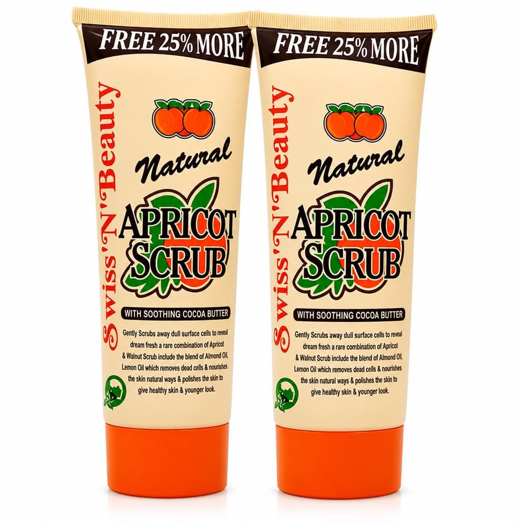 Adbeni Natural Apricot Scrub Combo | Pack of 2 (2 Apricot Scrubs 50ml each) | Gentle Exfoliating Face Scrub with Cocoa Butter & Walnut | Complete Beauty Set